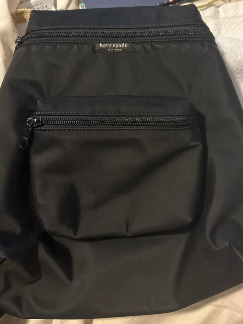 kate spade Black Nylon Zip-Front Backpack